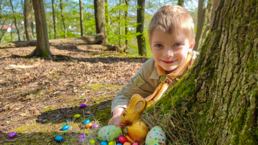 Pfadfinder und Schokoladen-Ostereier